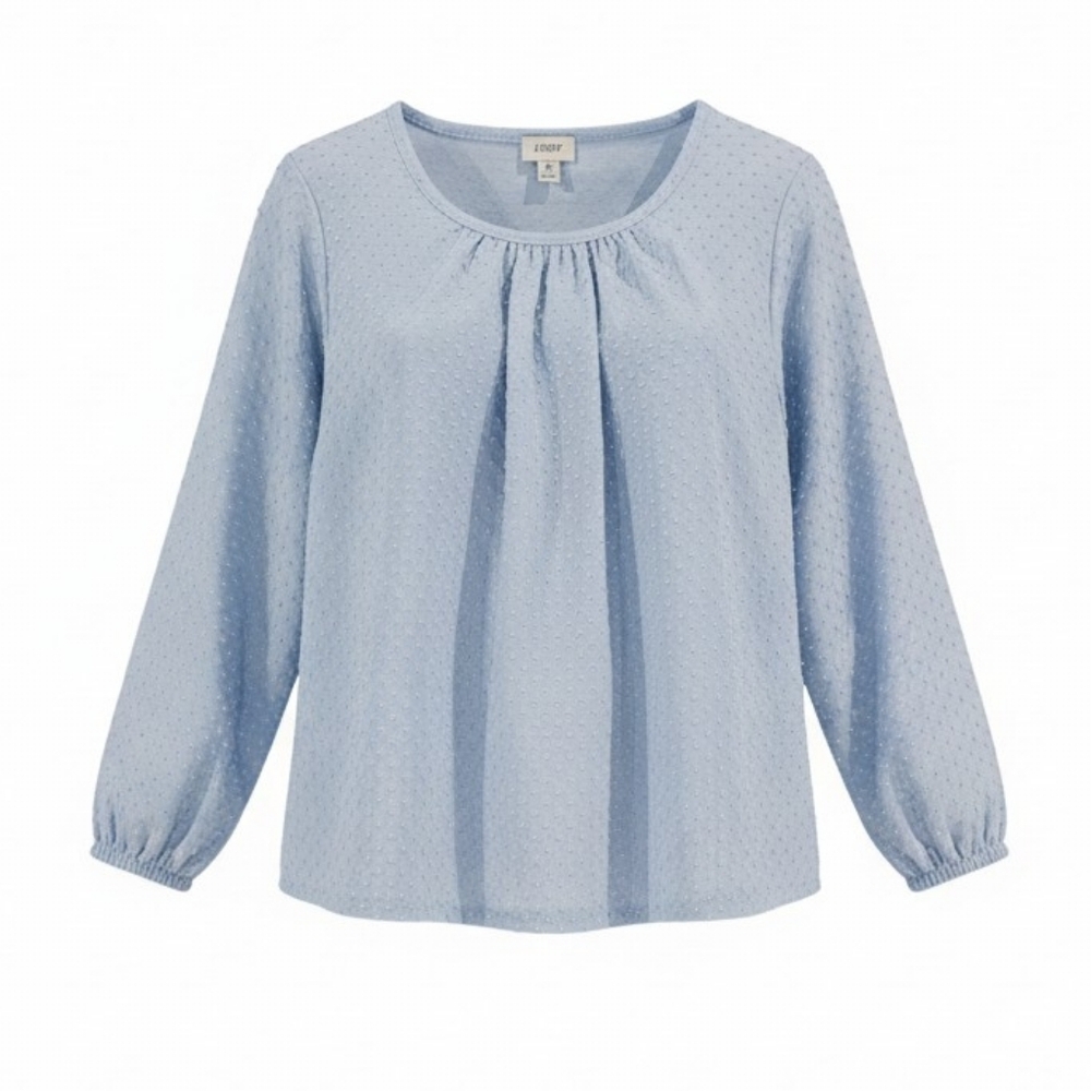 J. Crew Womens Pale Blue Swiss Dot 3/4 Sleeve Blouse Size XS Cotton Blend